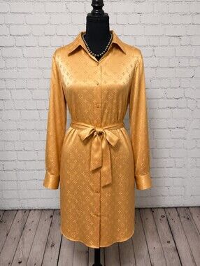 Chic Long Sleeve Gold Dress